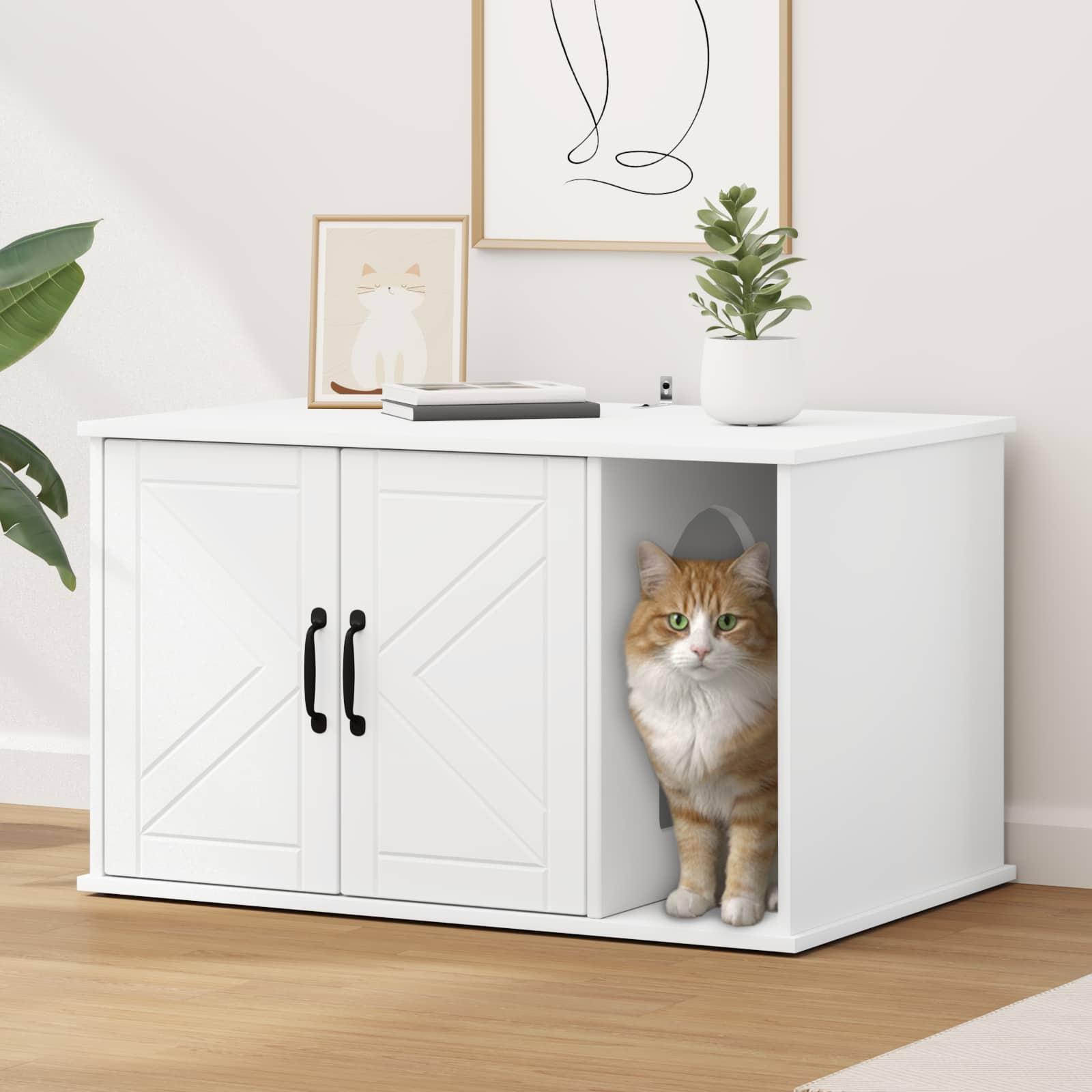 Kat Hus Hvid 85 x 55 x 50 cm Konstrueret træ billede