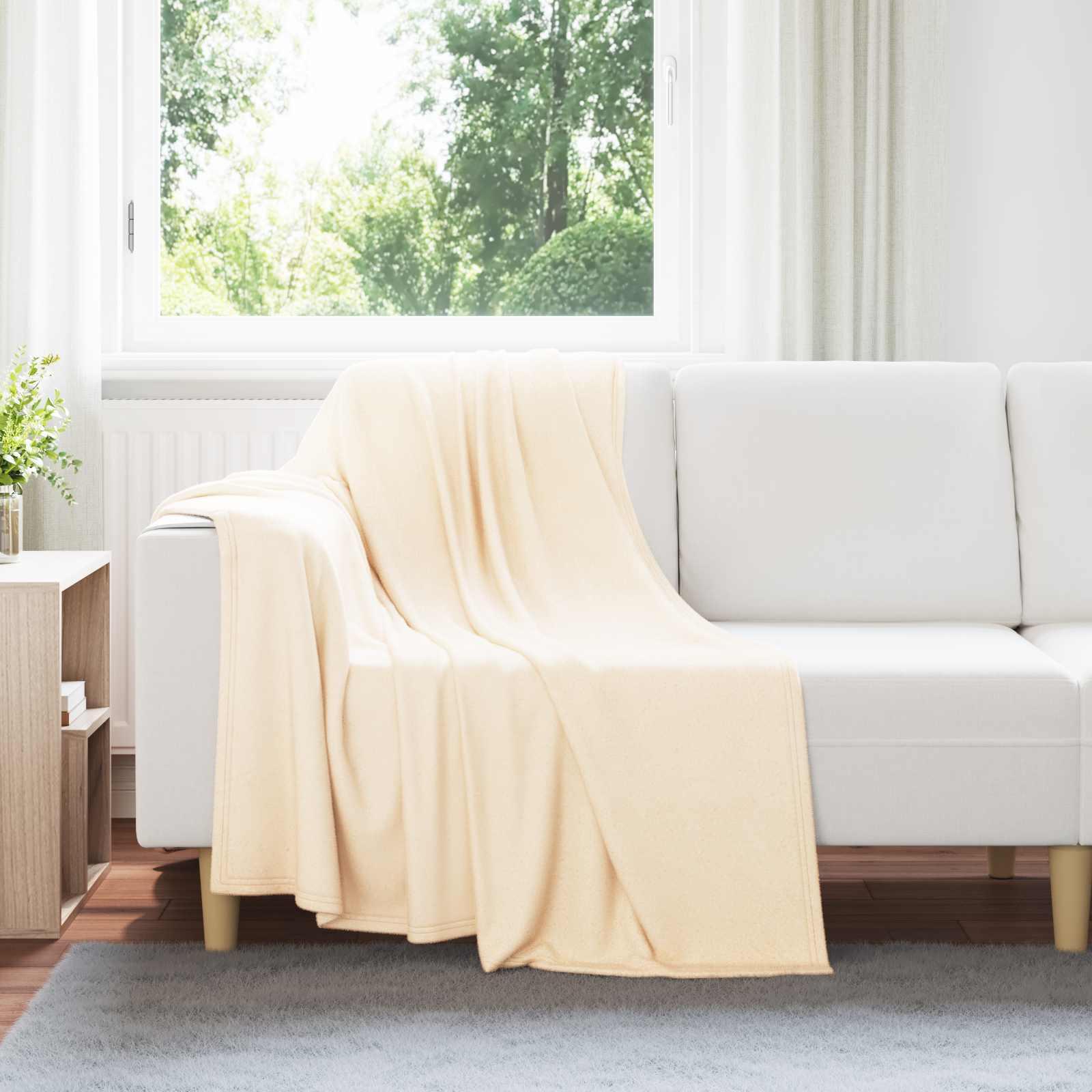 Kastetæpper 24 stk Creme 170 x 130 cm Fleece billede
