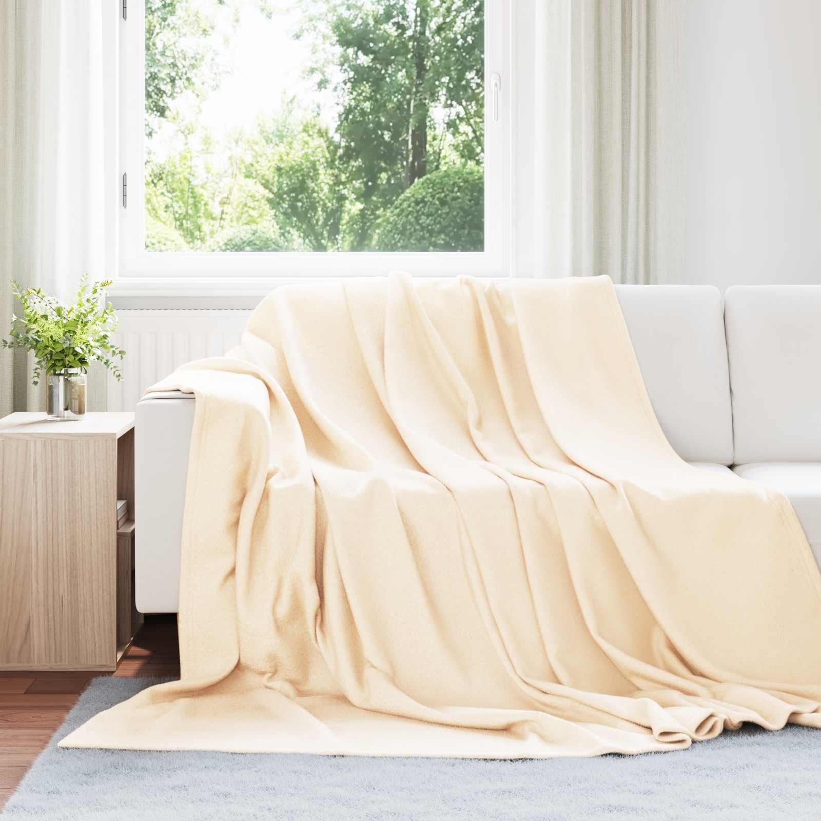 Kastetæpper 6 stk Creme 270 x 240 cm Fleece billede