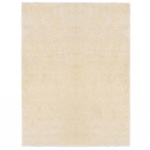 Shaggy områdetæppe - creme 120 × 160 cm, høj luv i polyethylen