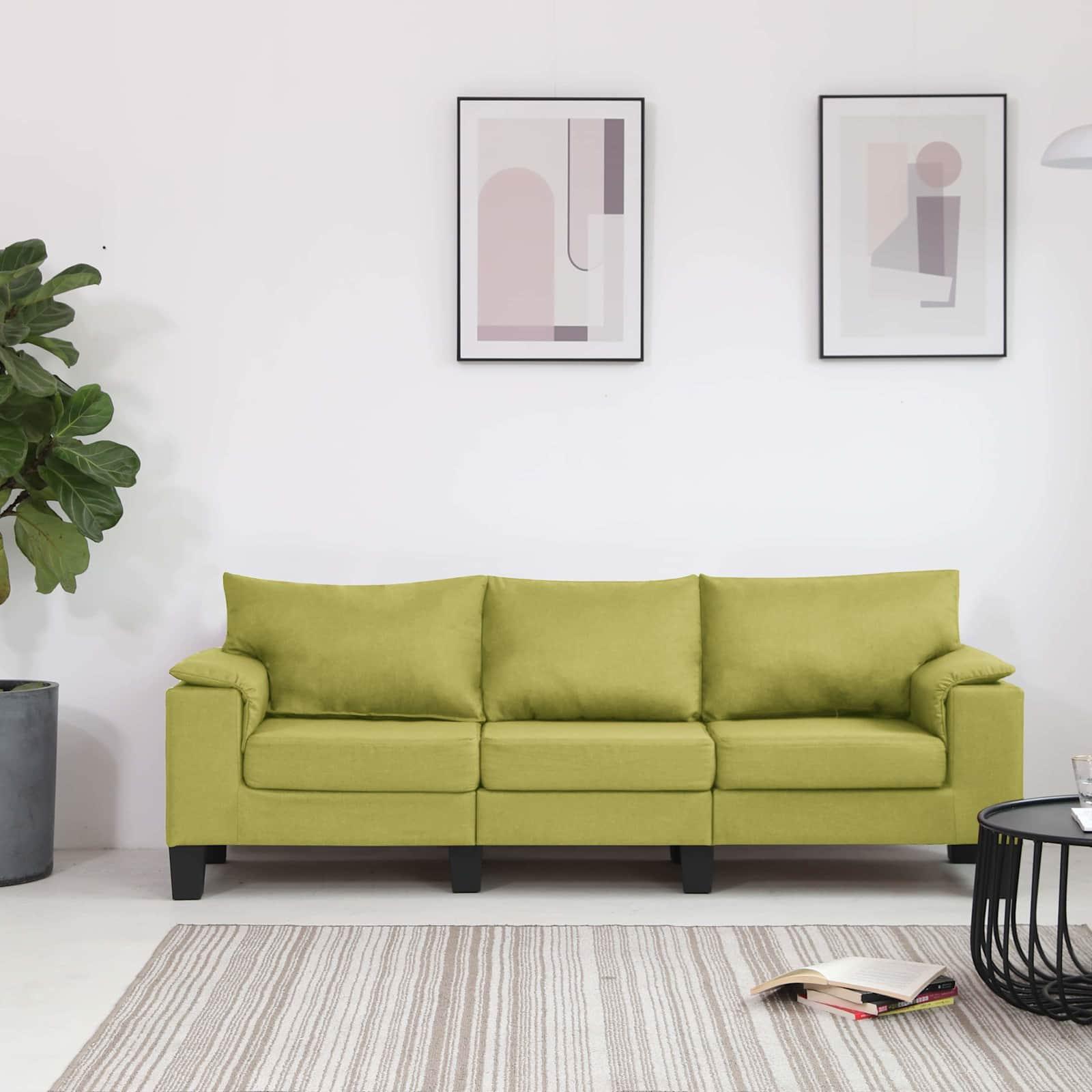 3-personers sofa i grøn stof - moderne, kompakt design billede