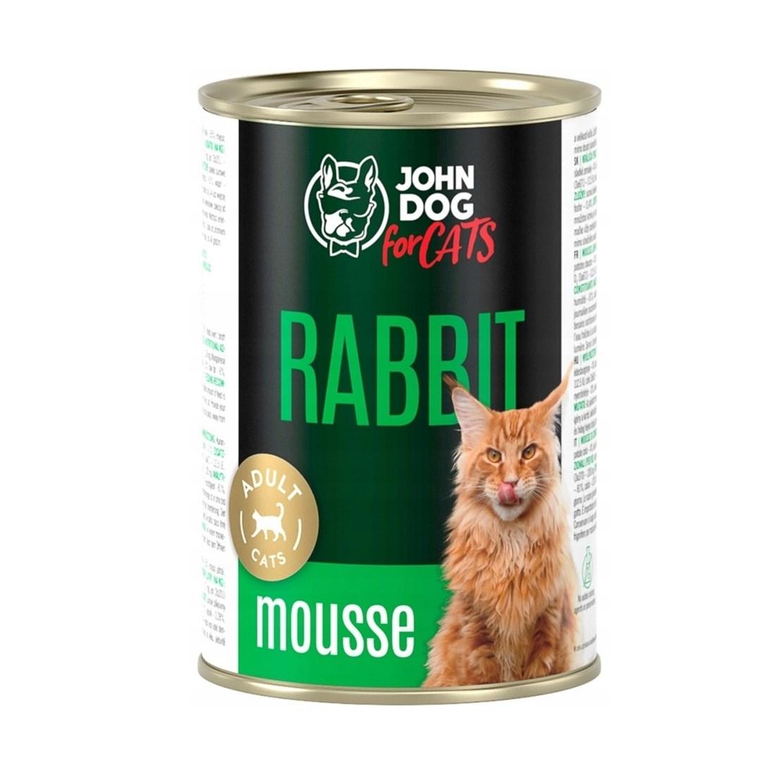 JOHN DOG For Cats Rabbit Mousse â vÃ¥dfoder til voksne katte, 400 g billede