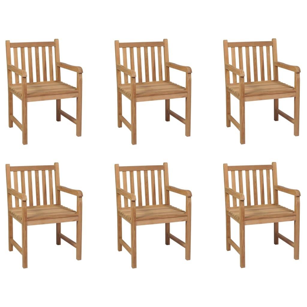 Havestole 6 stk. massivt teaktræ