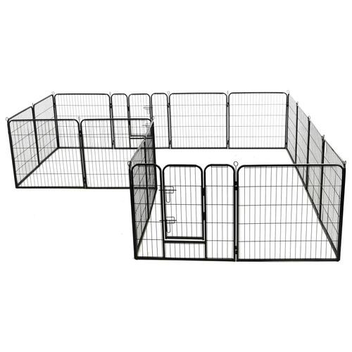 Løbegård til hunde stål 80 x 80 cm sort