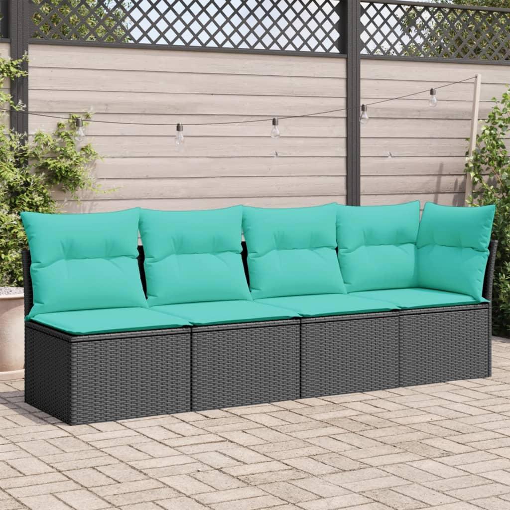 4-personers havesofa med hynder polyrattan sort billede