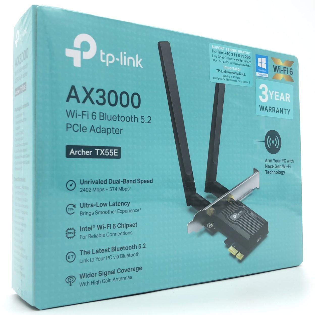 TP-Link Archer TX55E V2 PCIe Wi‑Fi 6 netværkskort med Bluetooth 5.2