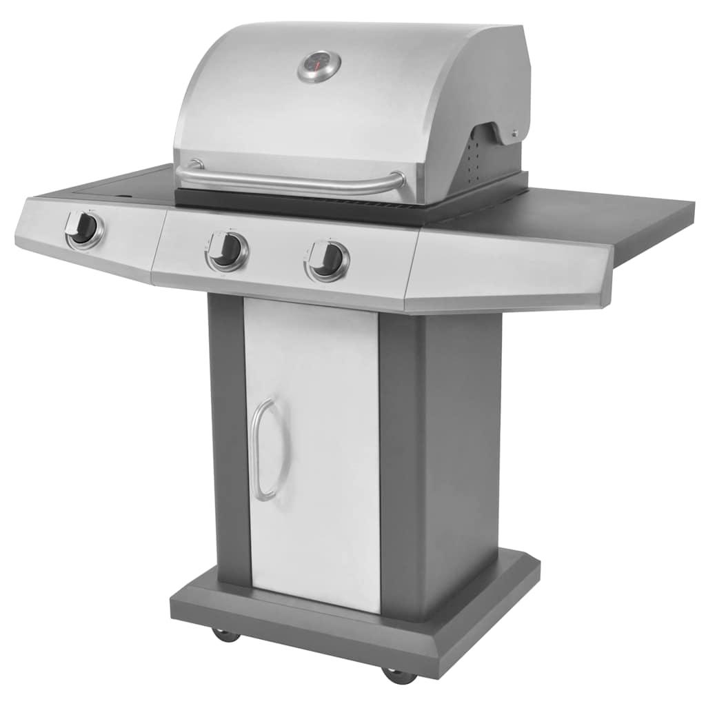 Gasgrill med hjul med dør Sølv Stål med metal slange billede