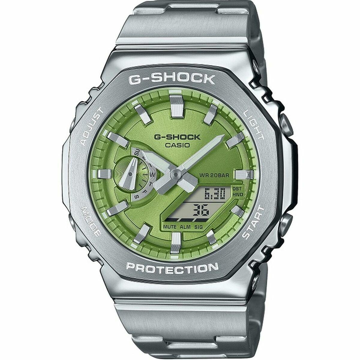 Casio G-Shock GM-2110D-3A - herreur i stål, limegrøn skive billede