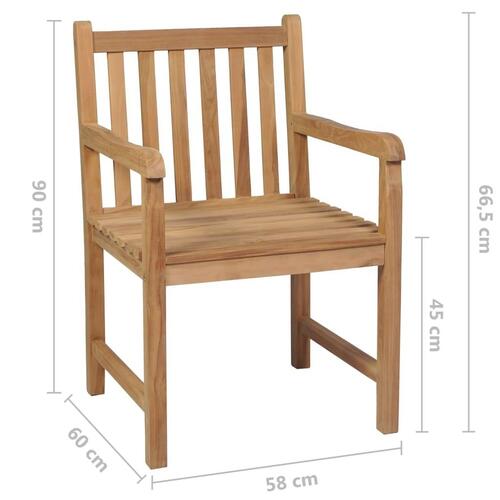 Havestole 8 stk. med beige hynder massivt teaktræ
