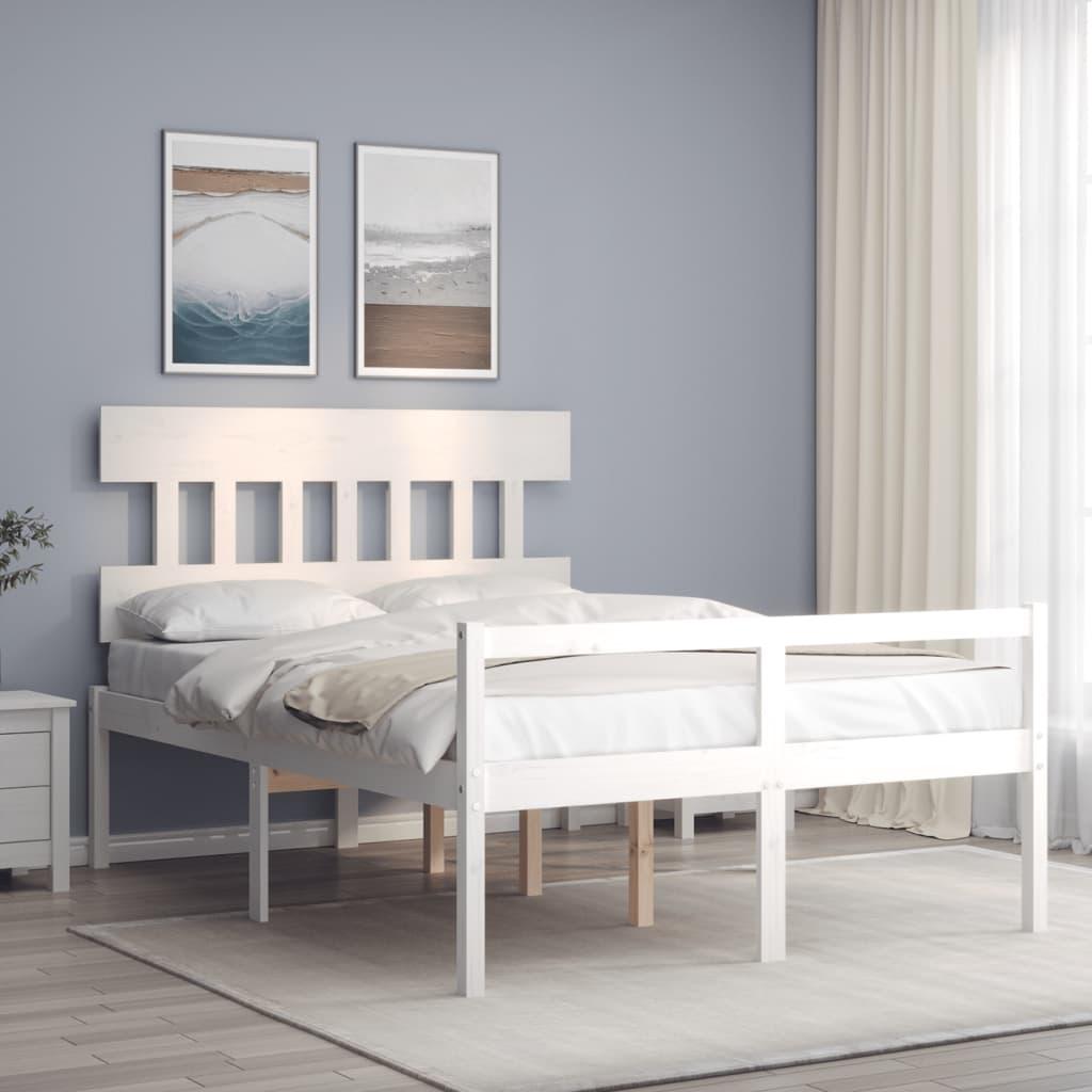 Seniorseng med sengegavl 120x200 cm massivt træ hvid billede