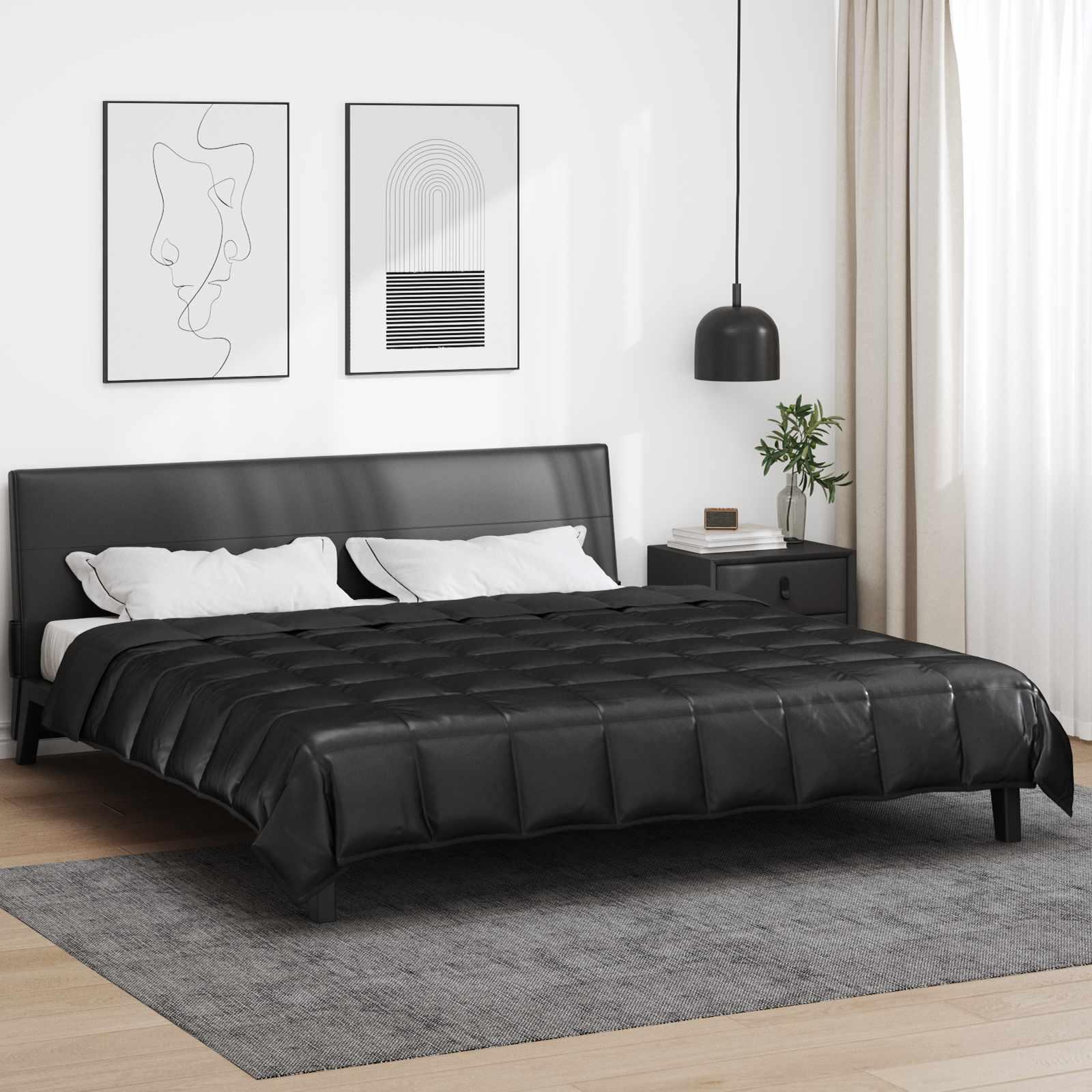 Sommer dyne Sort 240 x 200 cm Satin og Mikrofiber billede