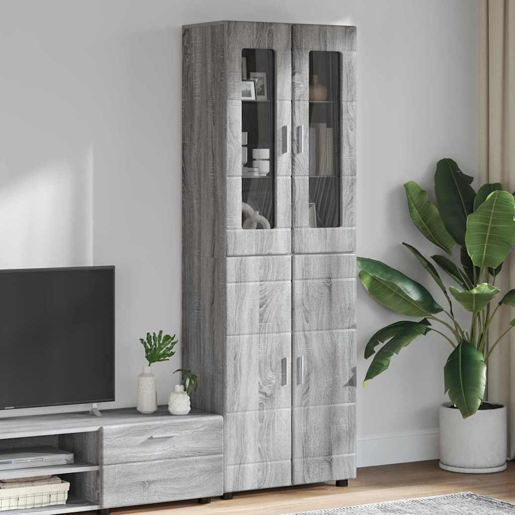 Highboard med hylde Grå Sonoma 60 x 35 x 182 cm Konstrueret træ billede