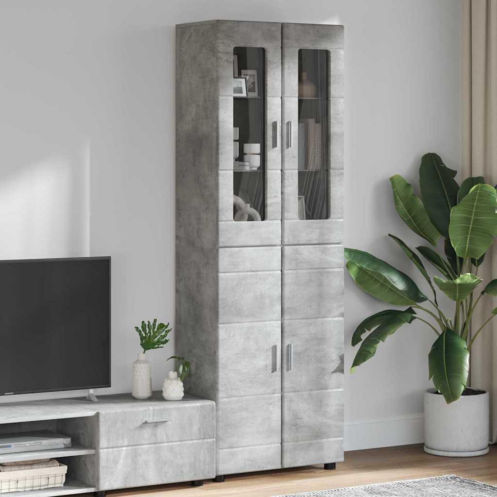 Highboard med hylde Beton Grå 60 x 35 x 182 cm Konstrueret træ billede