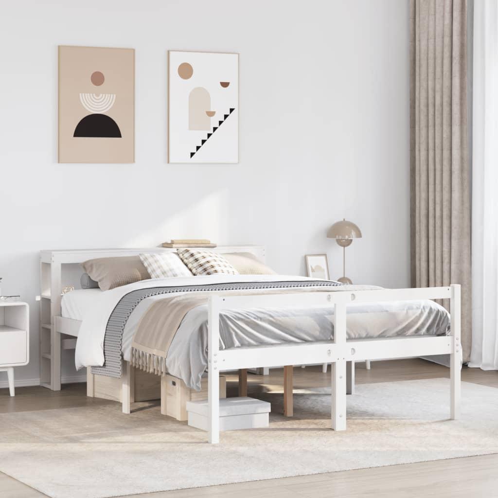 Seniorseng med sengegavl 120x200 cm massivt fyrretræ hvid billede