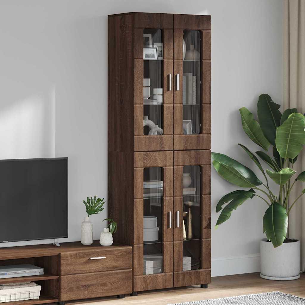 Highboard med hylde Brun eg 60 x 35 x 182 cm Konstrueret træ billede