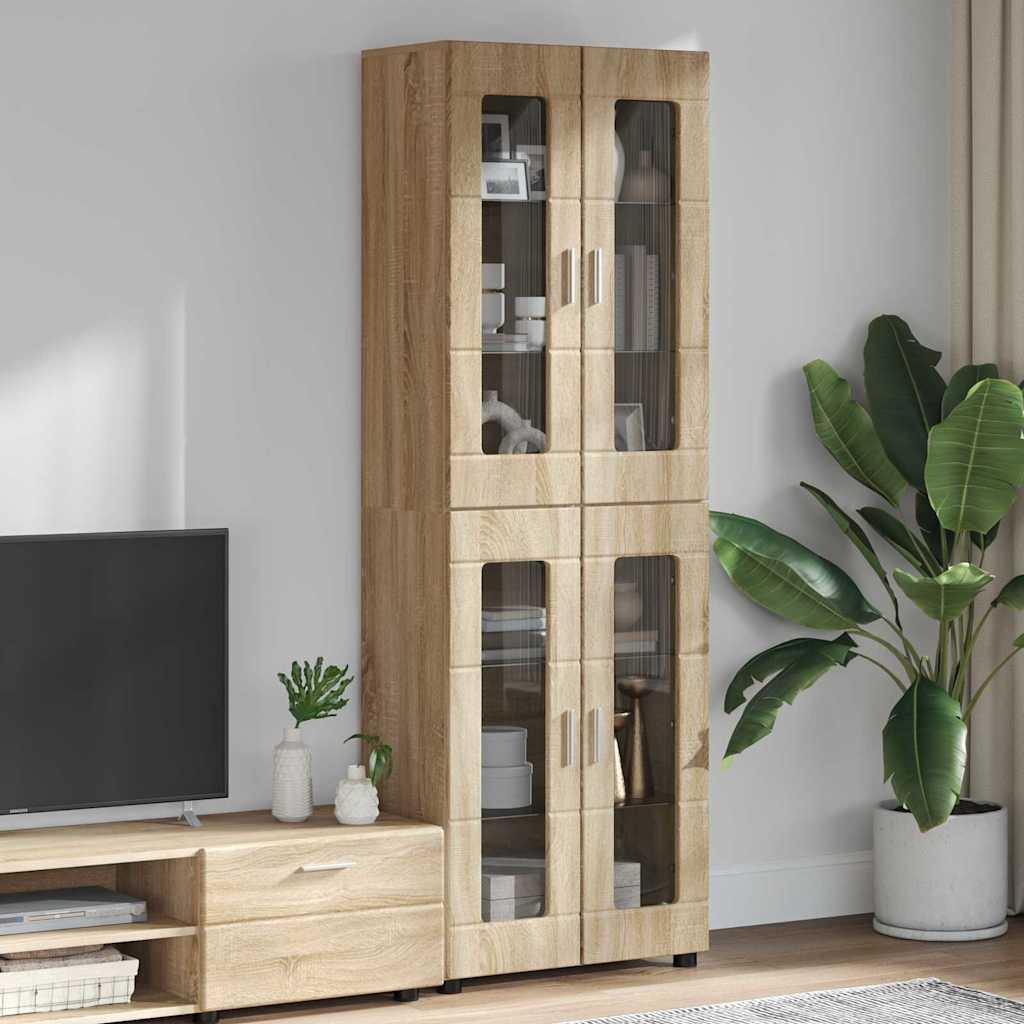 Highboard med hylde Sonoma eg 60 x 35 x 182 cm Konstrueret træ billede