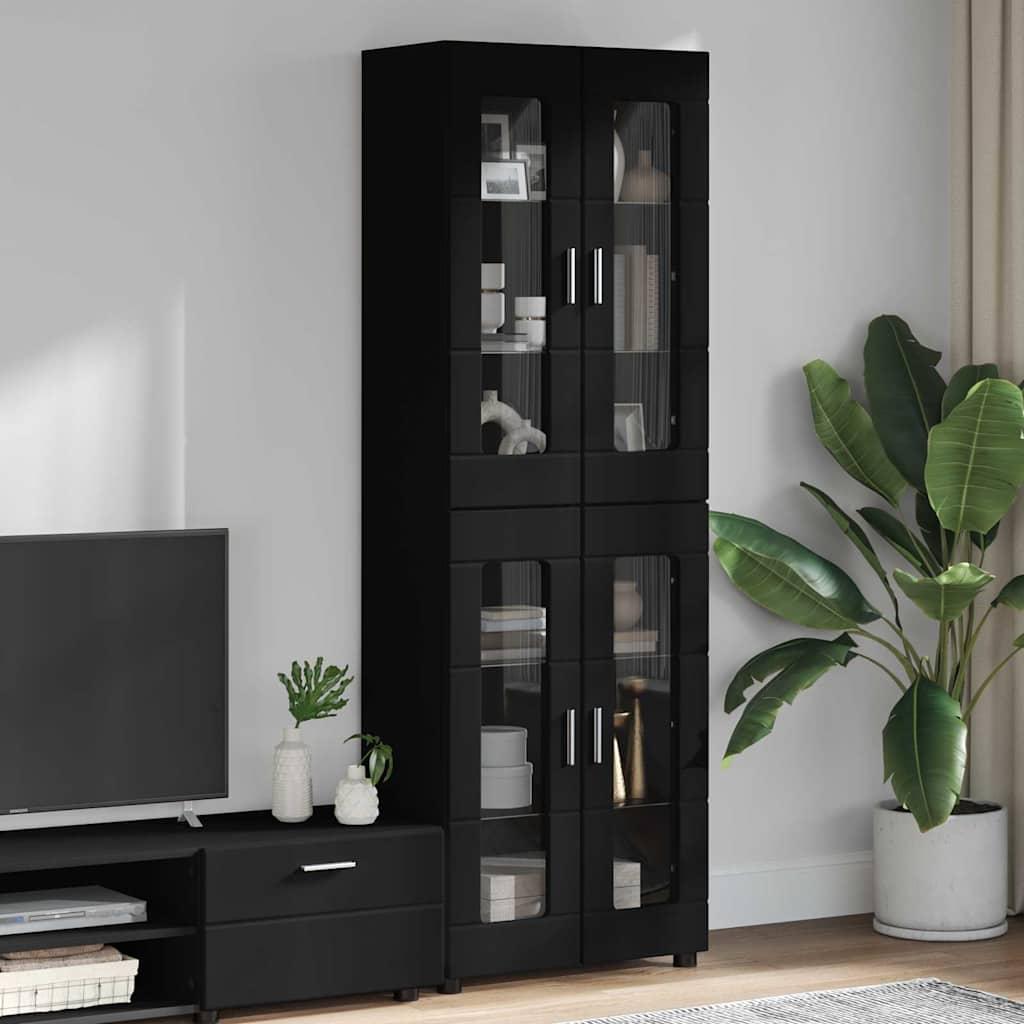 Highboard med hylde Sort 60 x 35 x 182 cm Konstrueret træ billede