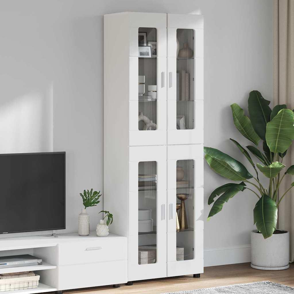 Highboard med hylde Hvid 60 x 35 x 182 cm Konstrueret træ billede