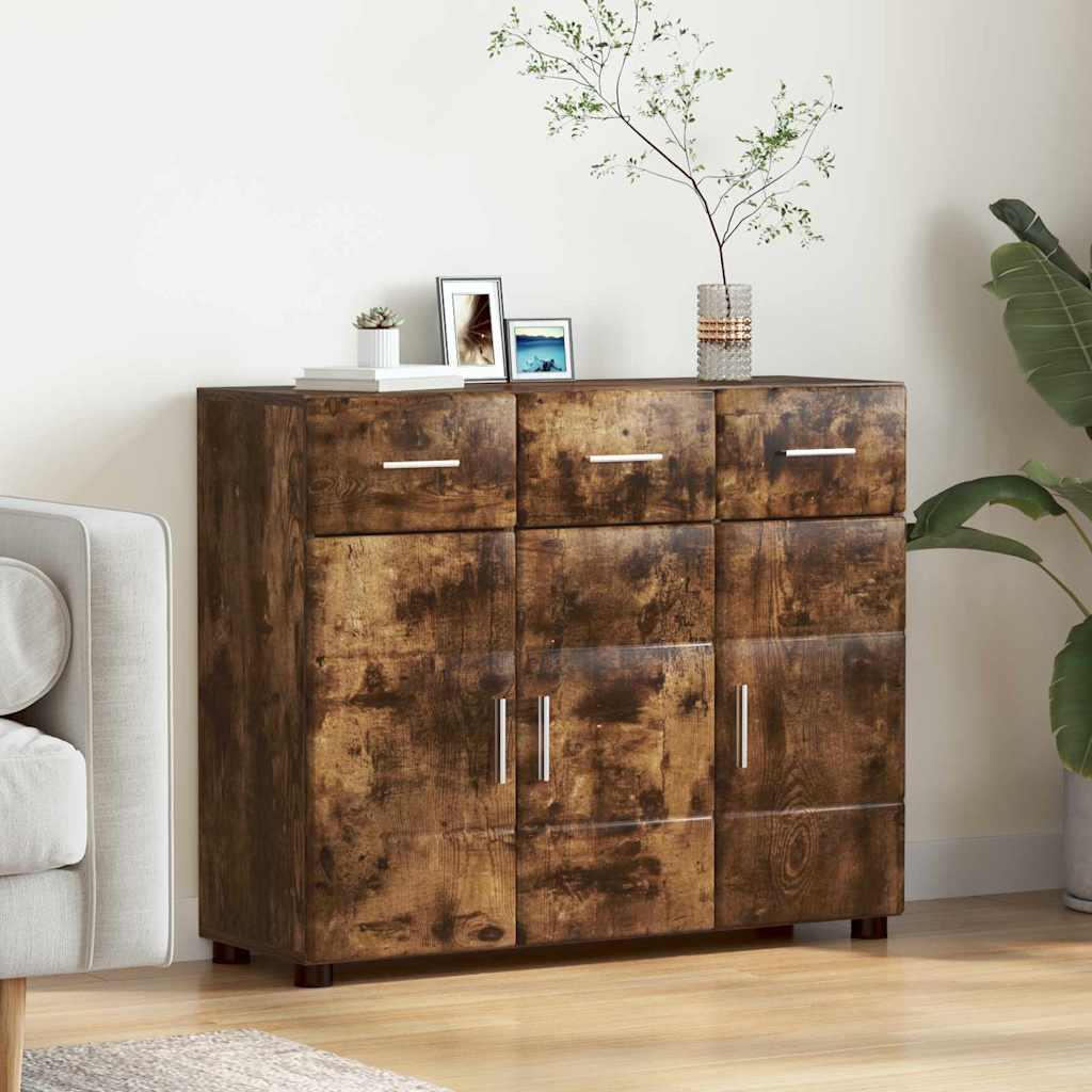 Sidebord med dør Røget eg 88,5 x 30,5 x 73 cm Konstrueret træ billede