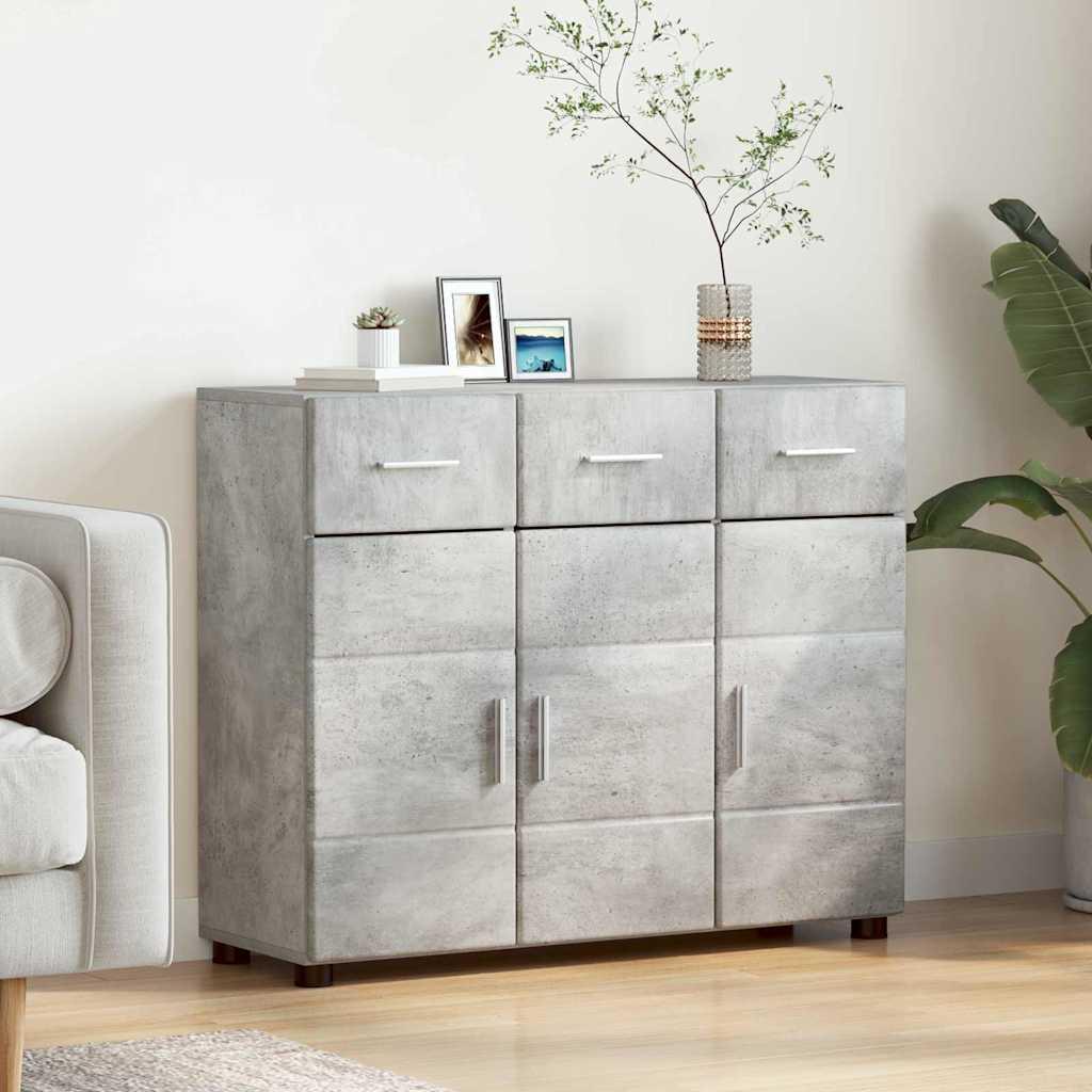 Sidebord med dør Beton Grå 88,5 x 30,5 x 73 cm Konstrueret træ billede