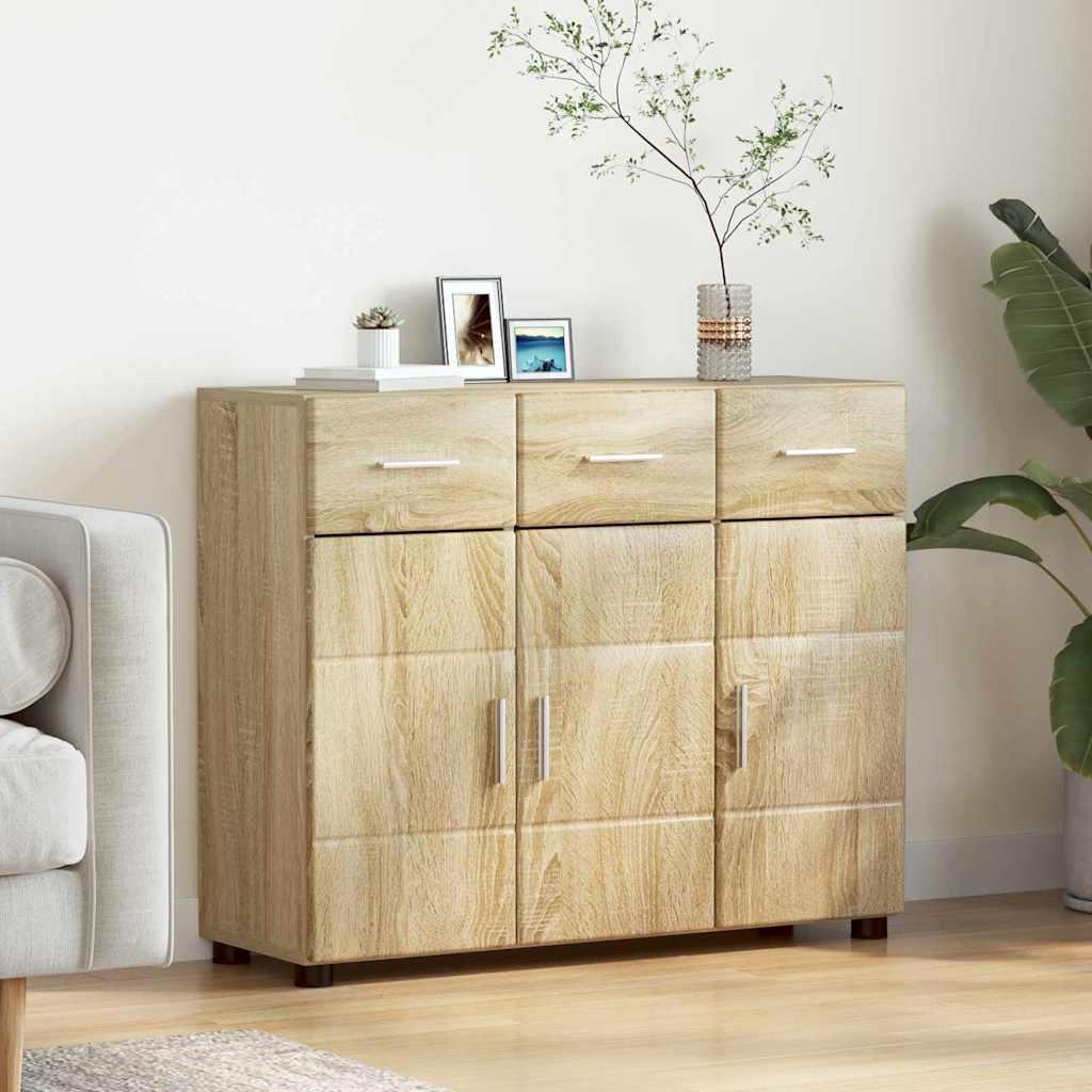 Sidebord med dør Sonoma eg 88,5 x 30,5 x 73 cm Konstrueret træ billede