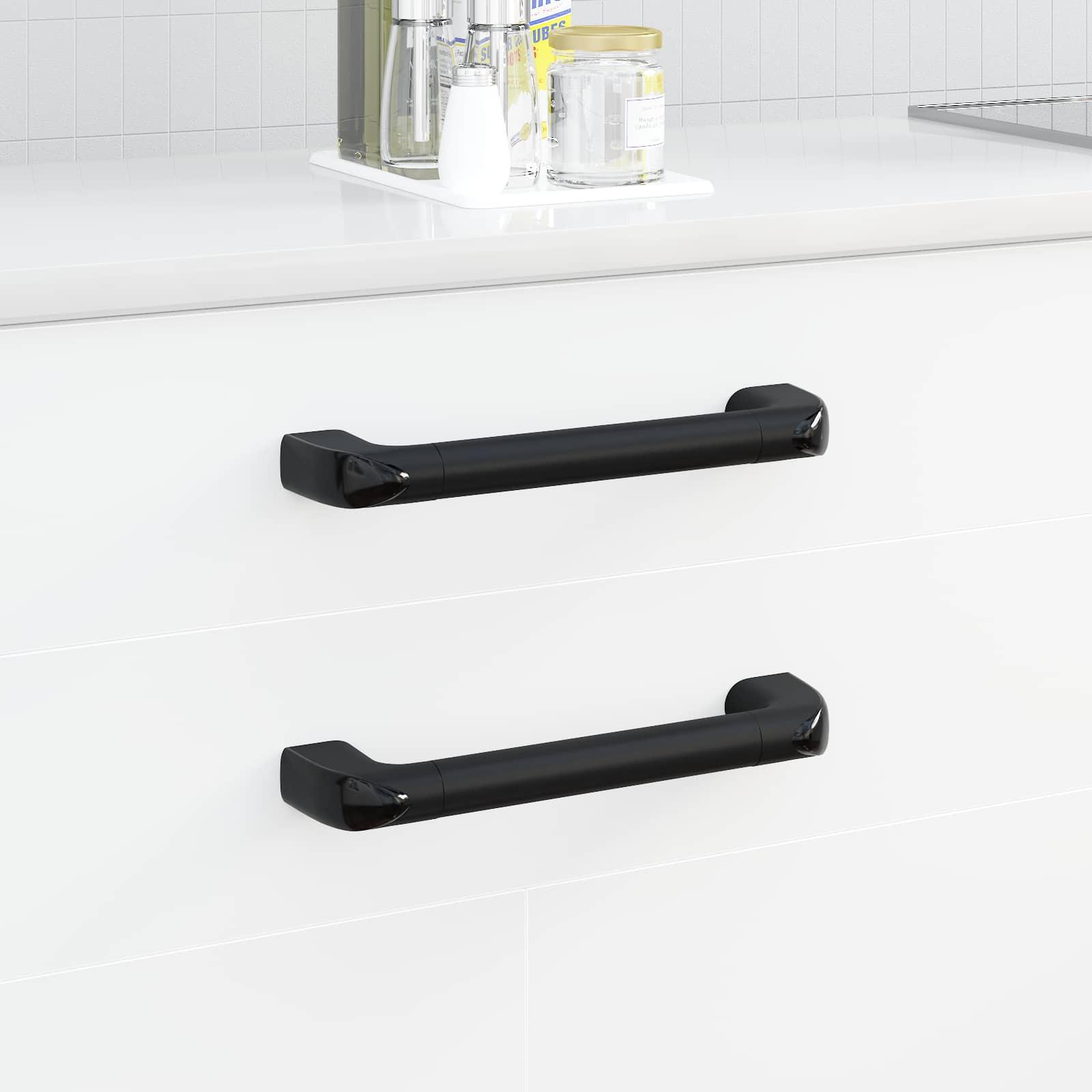 Håndtag Ensfarvet 2 stk Sort 380 x 34 x 85 mm Aluminium og PP billede