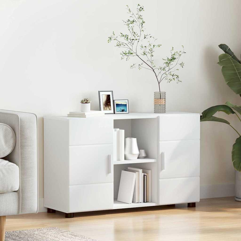 Sidebord med hylde Hvid 88,5 x 30,5 x 55,5 cm Konstrueret træ billede