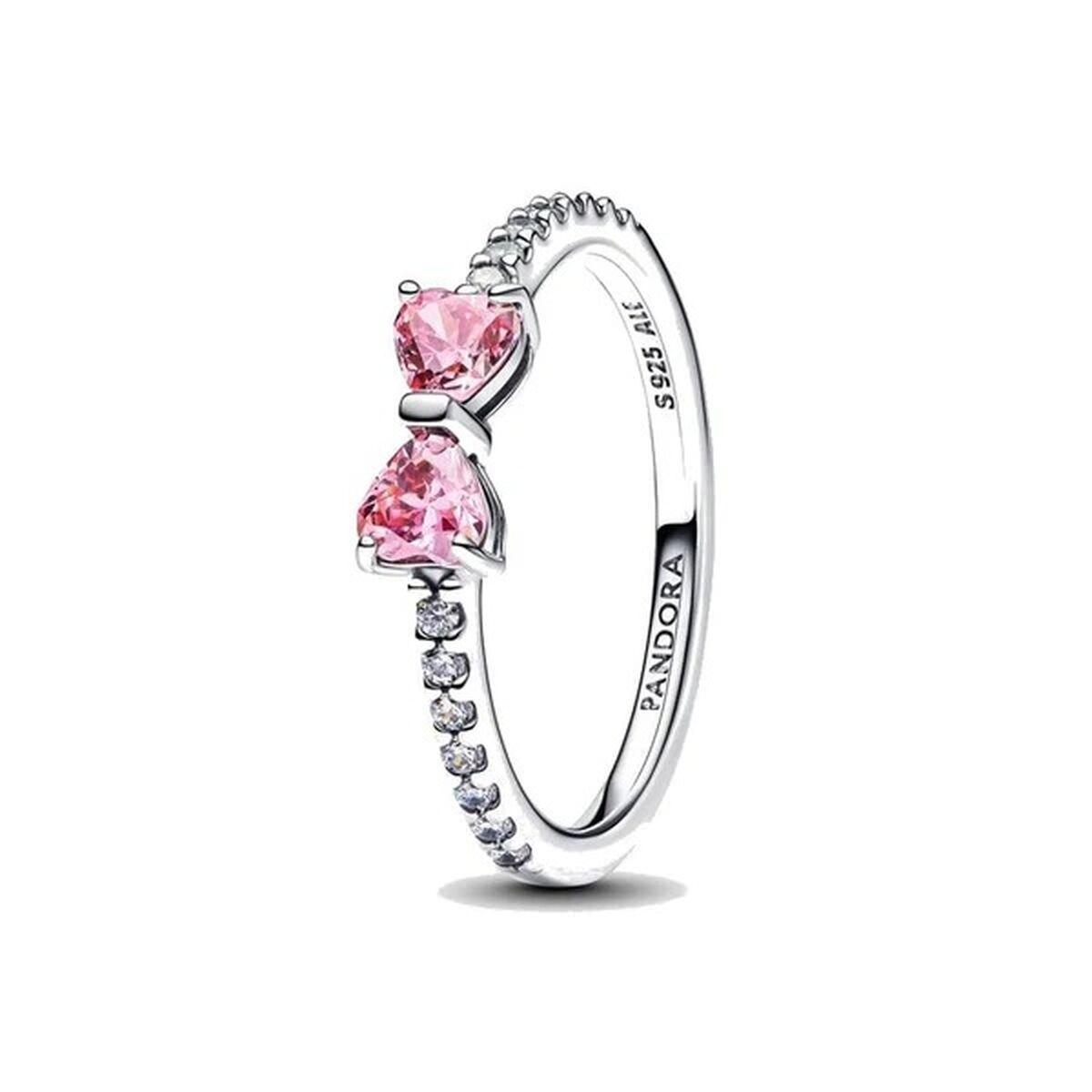 Pandora ring 193510C01-58 - str. 18, sølv med pink sten billede