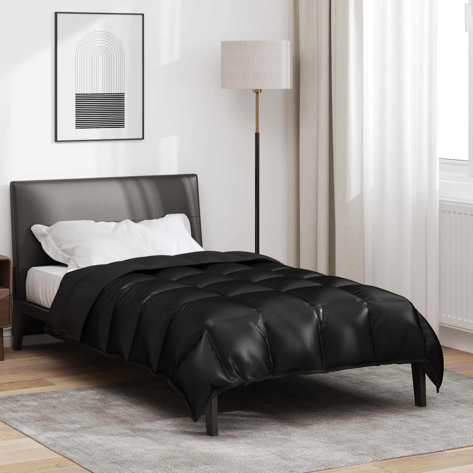 Vinter dyne Sort 200 x 155 cm Satin og Mikrofiber billede