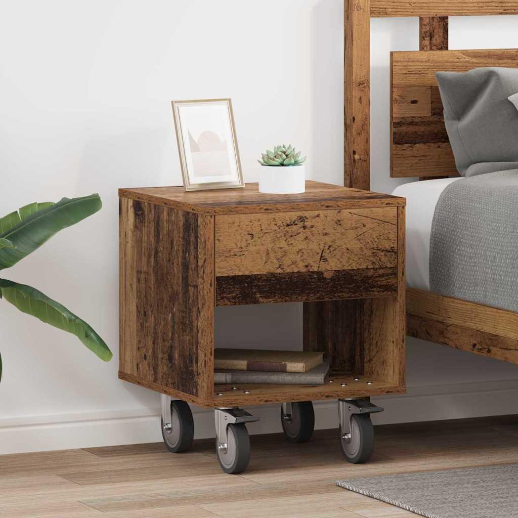 Sengebord 2 stk Gammelt træ 40,5 x 40 x 48 cm Konstrueret træ billede