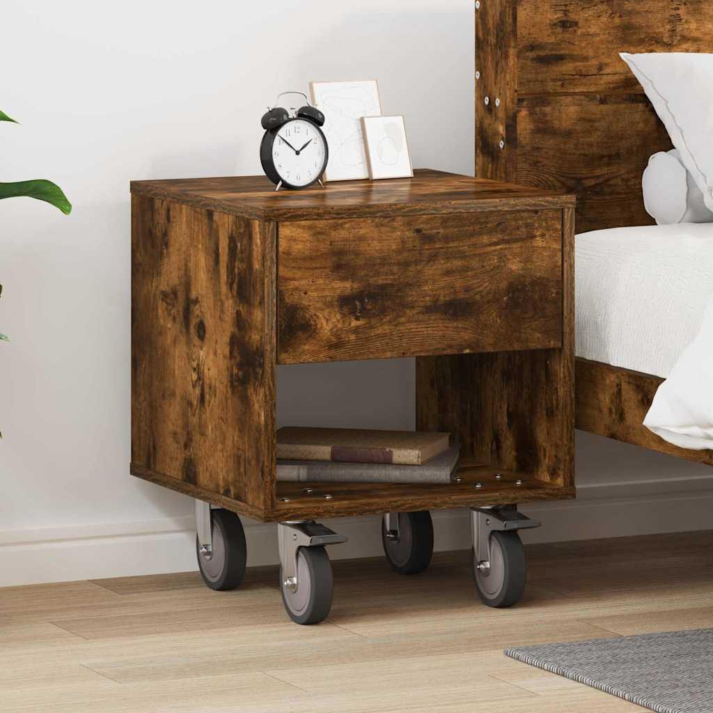 Sengebord Røget eg 40,5 x 40 x 48 cm Konstrueret træ billede