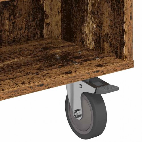 Sidebord med hjul Gammelt træ 90 x 50 x 30 cm Konstrueret træ