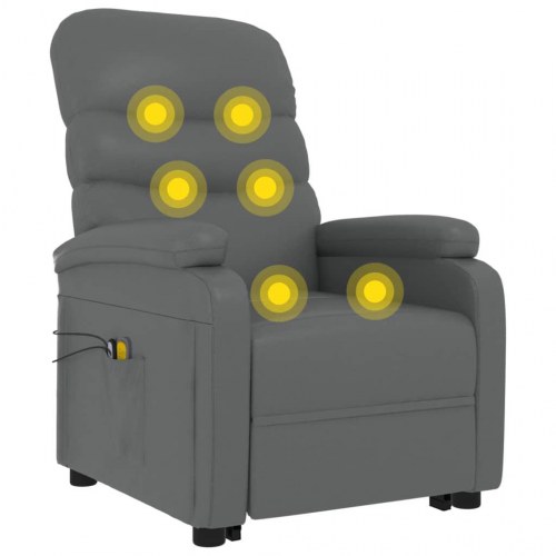 Massagestol med løftefunktion i kunstlæder - antracitgrå