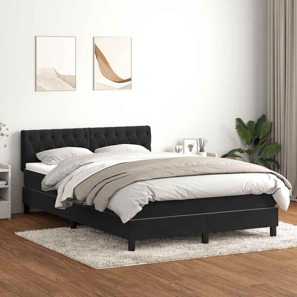 Kontinentalseng med madras 140x210 cm fløjl sort