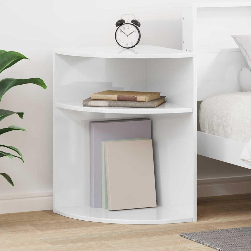 Endebord Høj gloss hvid 39,7 x 39,7 x 60 cm Konstrueret træ billede