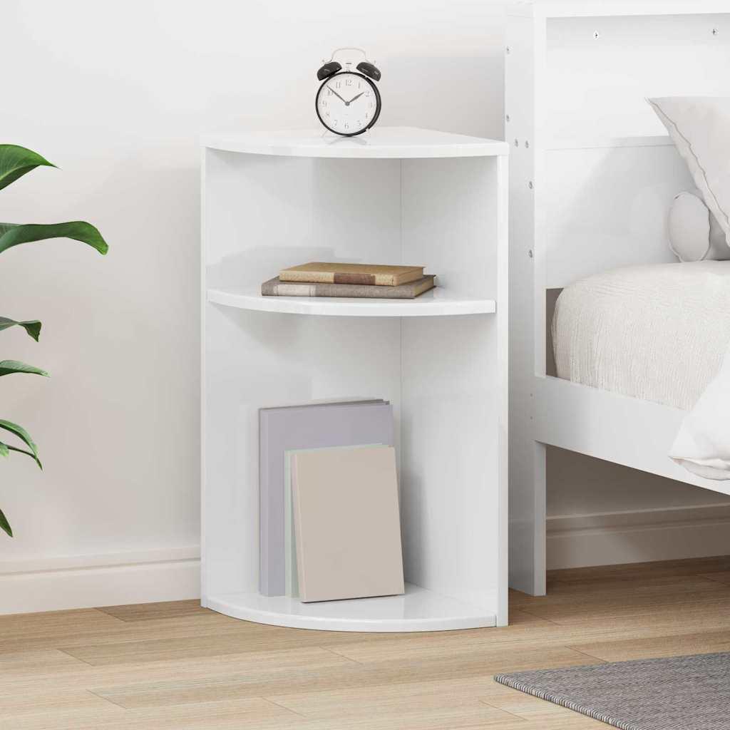 Endebord Høj gloss hvid 29,6 x 29,6 x 60 cm Konstrueret træ billede