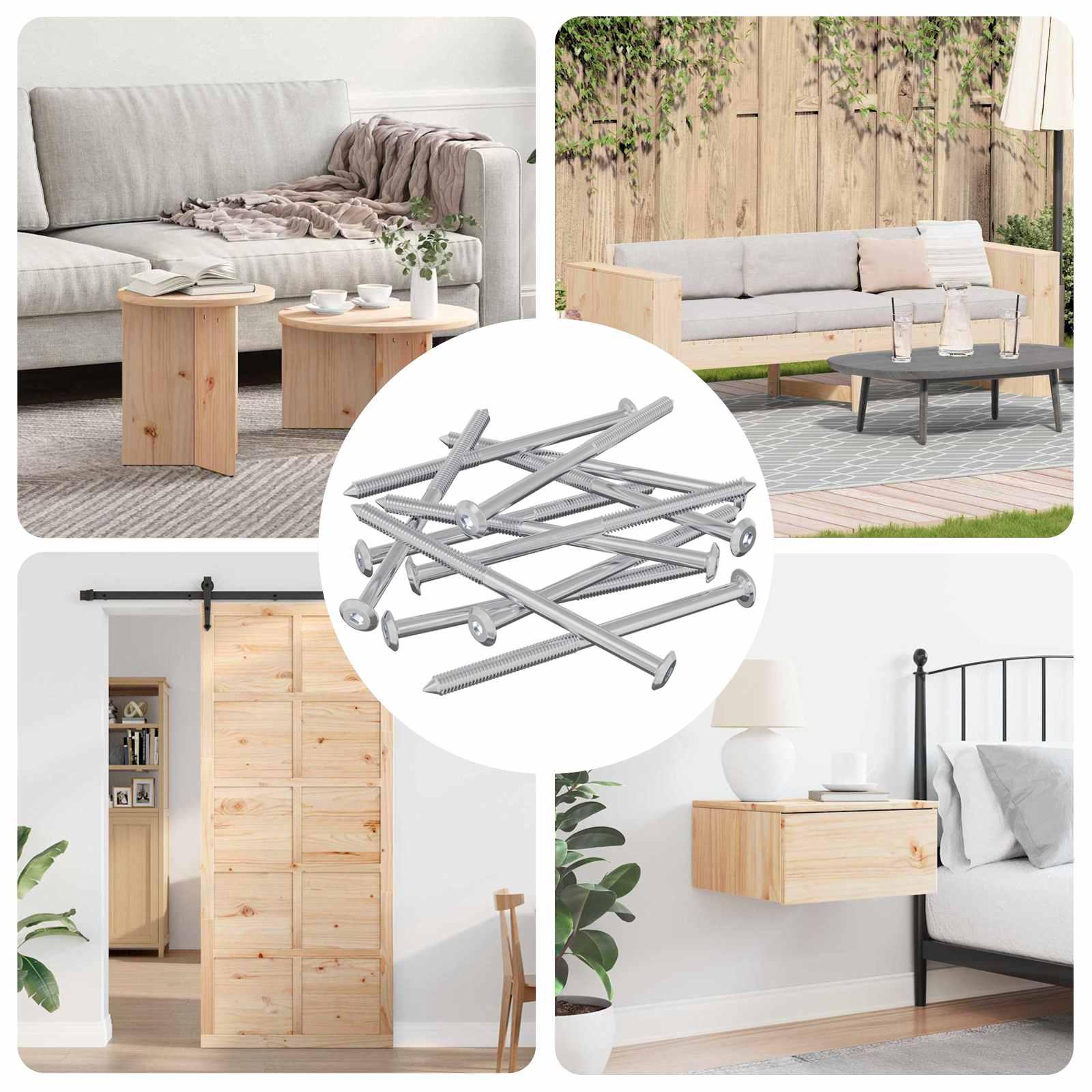 Møbelskruer 12 stk Sølv M6 x 100 mm Stål billede