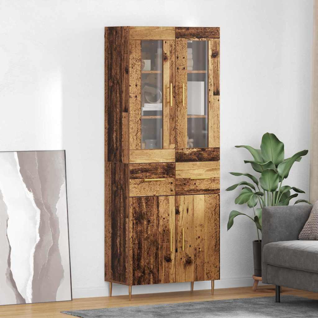 Highboard 2 stk Gammelt træ 69,5 x 34 x 180 cm Konstrueret træ billede