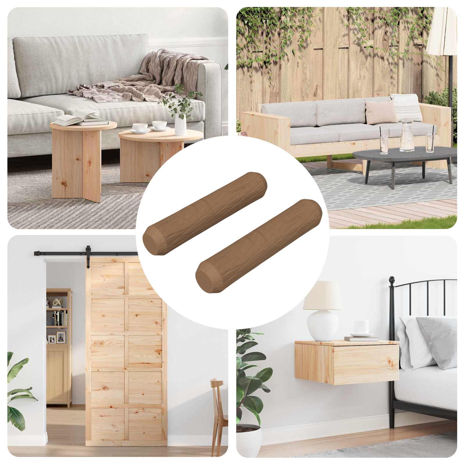 Trædowels 2 stk Brun Ø8 x 35 mm Massivt træ billede