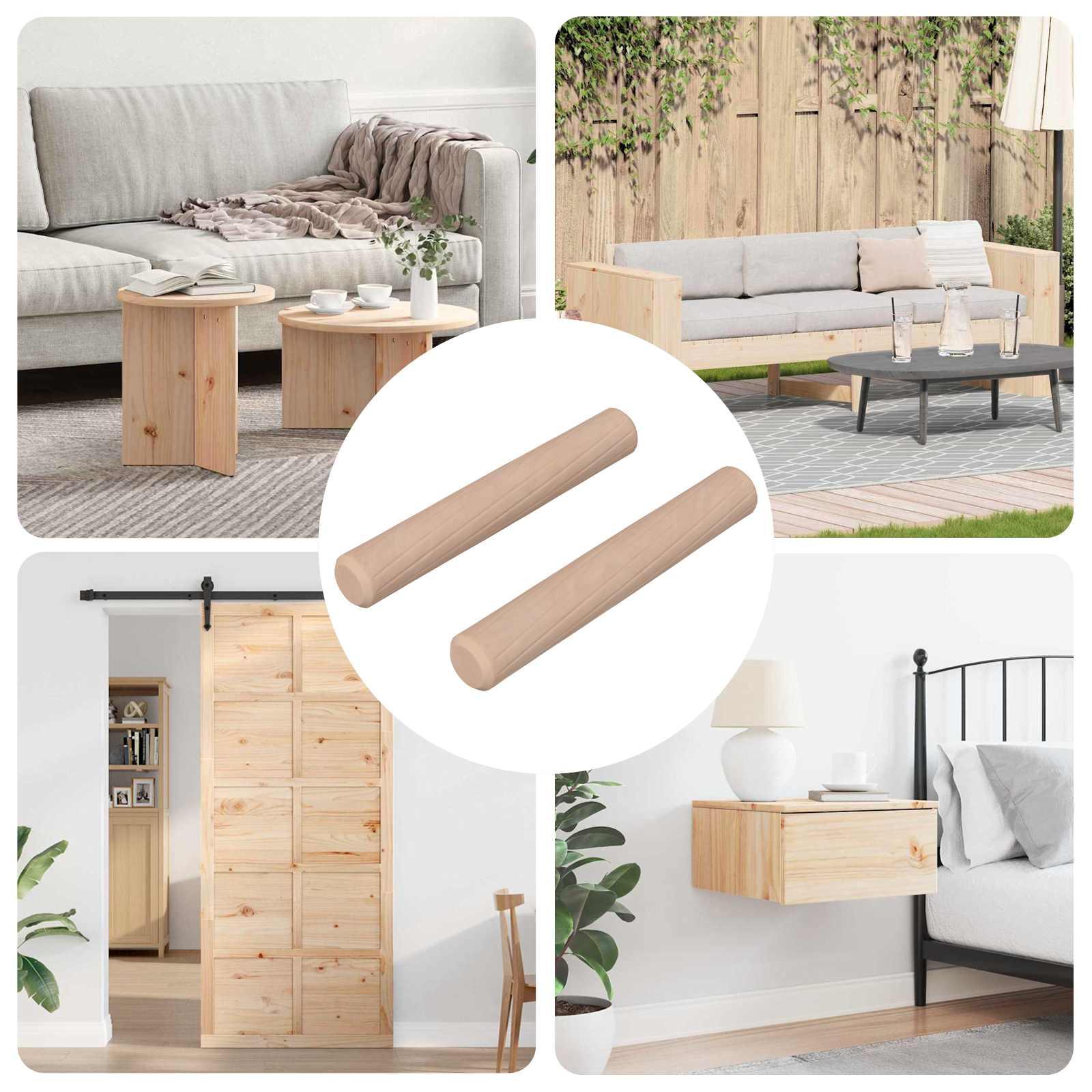 Trædowels 2 stk Naturfarvet Ø 6 x 40 mm Massivt træ billede