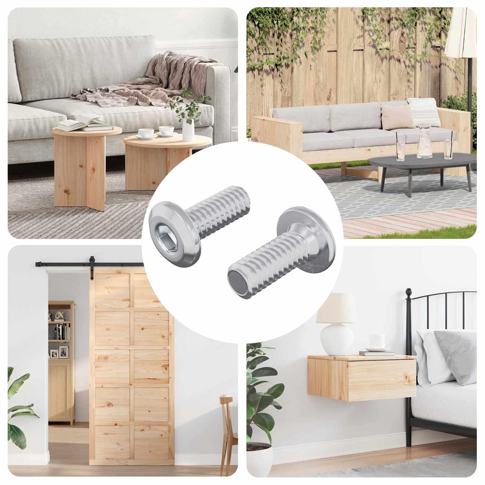 Hovedlås Skrue 2 stk Sølv M6 x 15 mm Stål billede