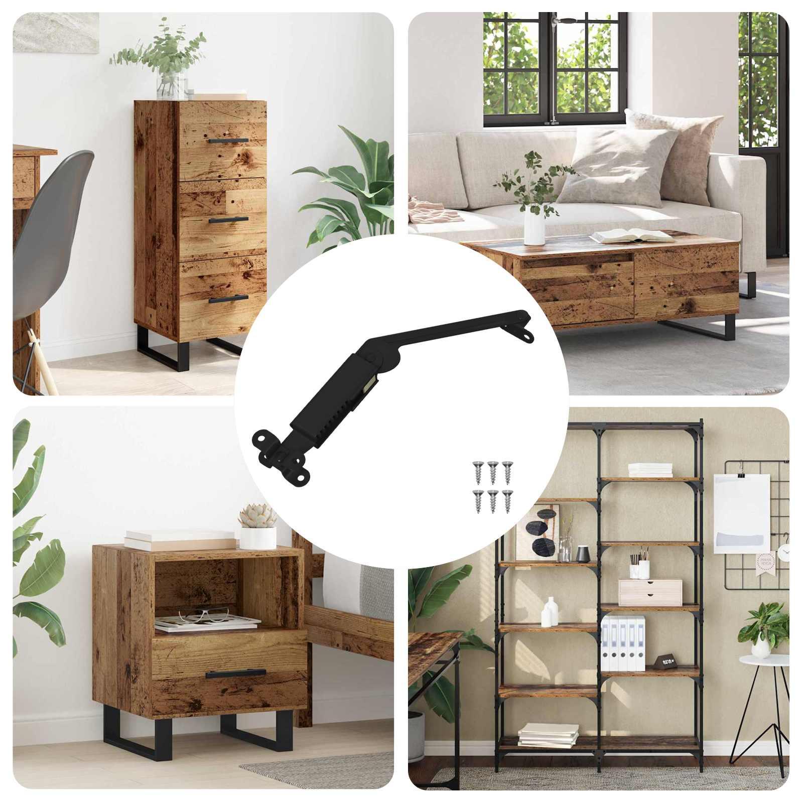 Låg støttehængsel 12 stk Sort 192 x 32 x 50 mm Stål billede