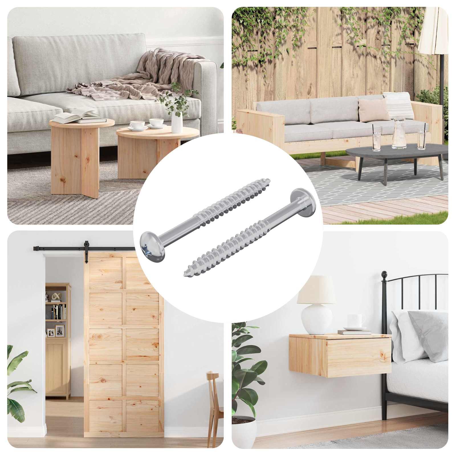 Træskrue 2 stk Sølv 9,8 x 53 mm Stål billede