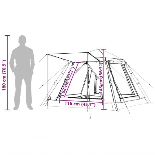 Øjeblikkelig telt med regnslag til 3 personer med hurtig frigivelse