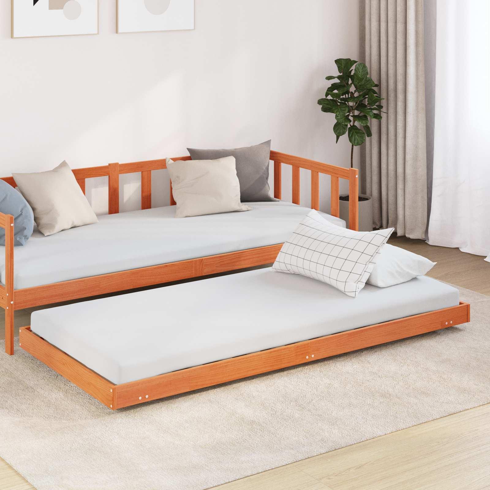 Sengestel Voks brun 70 x 190 cm Massiv fyrretræ billede