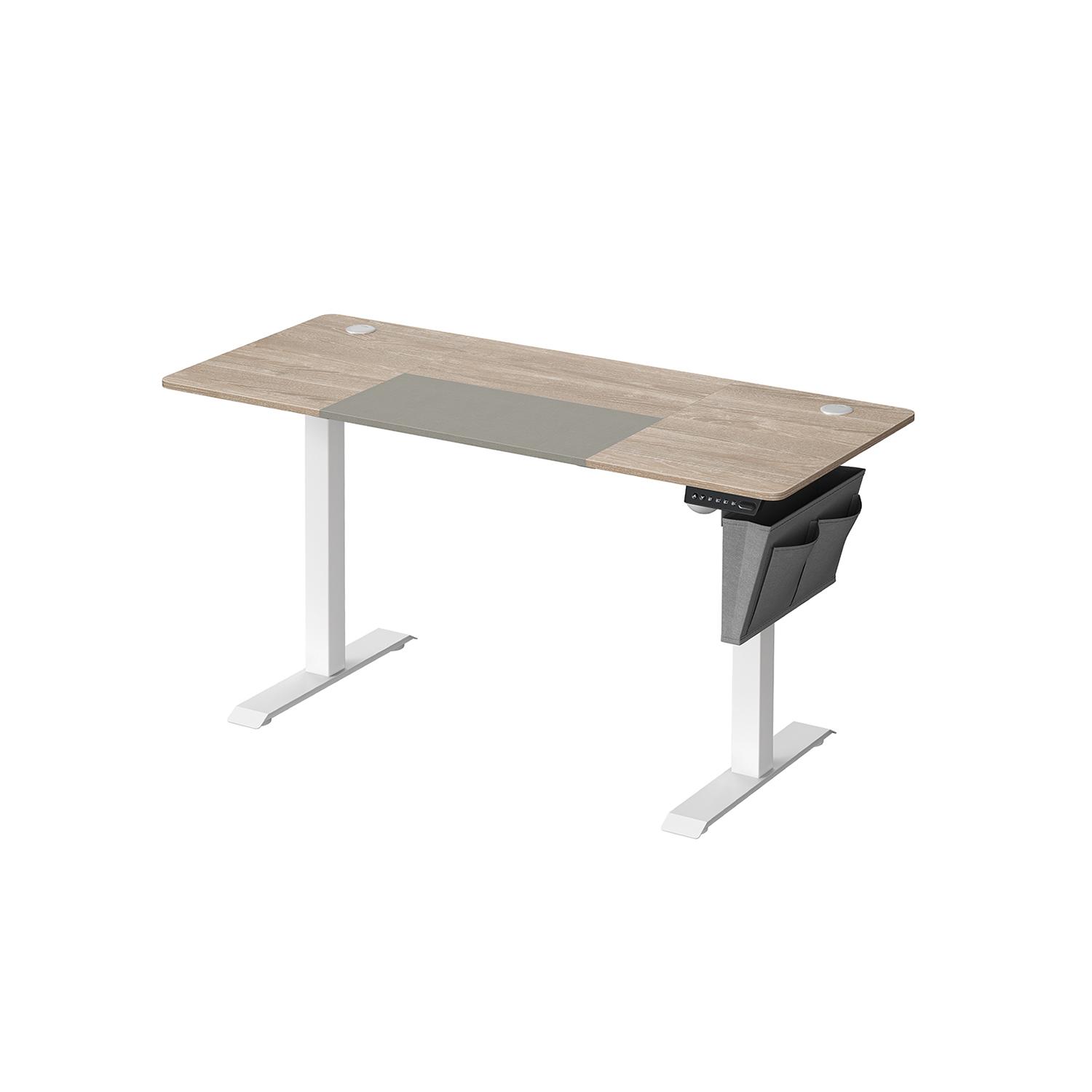 Elektrisk hæve-sænkebord 60 × 140 cm – højde 72–120 cm, splicet bordplade i hvid/greige, memory 4 niveauer, støjsvag, belastning 80 kg billede