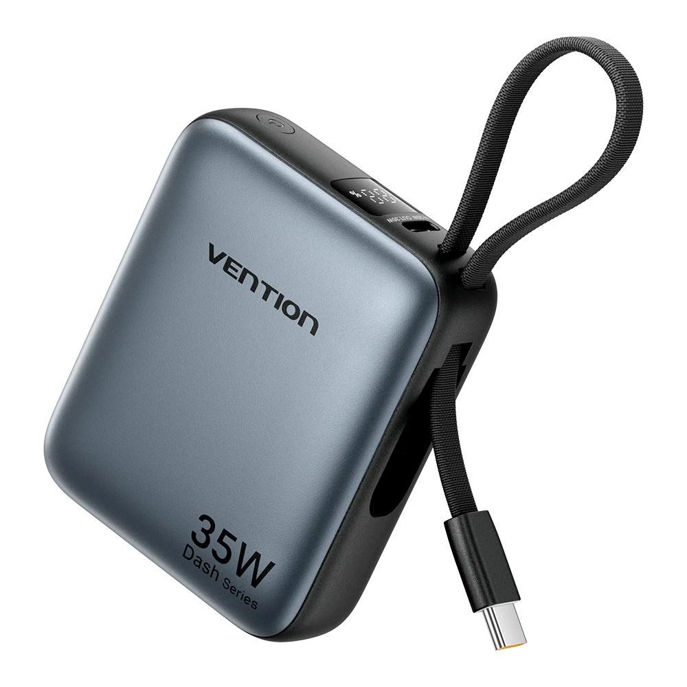 Vention powerbank 10.000 mAh 35 W med USB‑C-kabel - grå billede