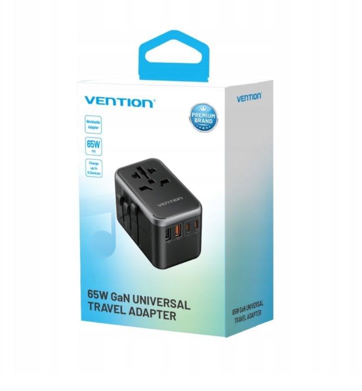 Vention 65W GaN universal rejseadapter og oplader – 2x USB‑A + 2x USB‑C billede