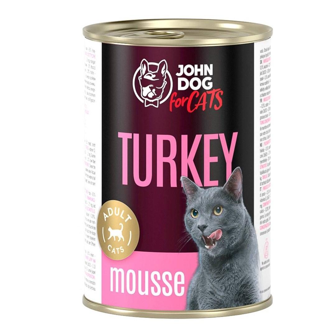 JOHN DOG For Cats Kalkun Mousse – vådfoder til voksne katte, 400 g billede