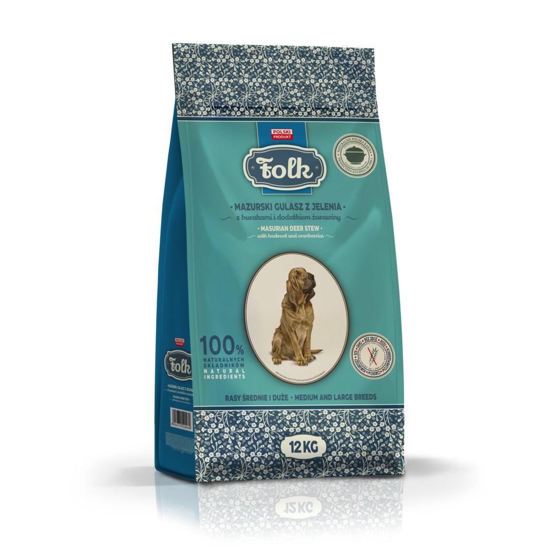 Folk tørfoder til hund – mellem og store racer, traditionel mazurisk hjortegryde med rødbeder og tranebær – 12 kg billede